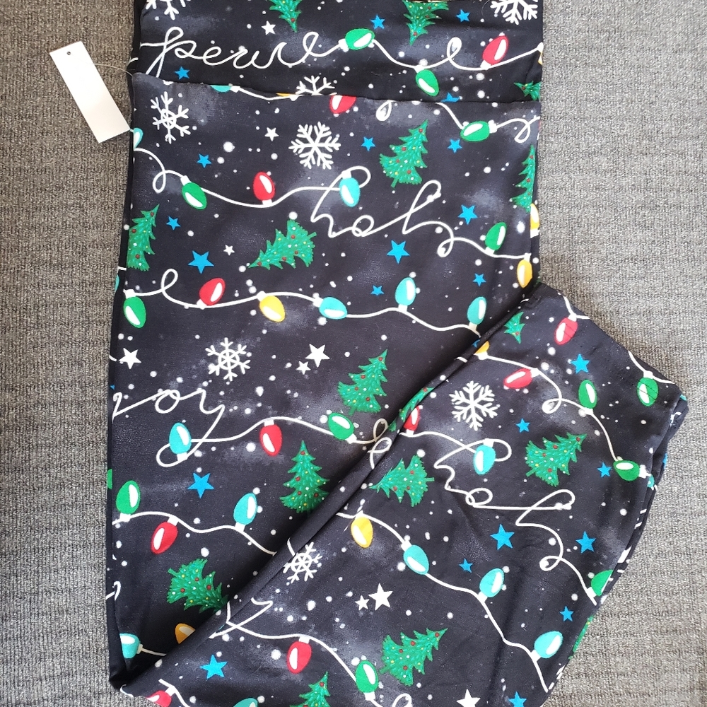 High Rise Fitted Plus Leggings Holiday Christmas Terra & Sky 5X(32W-34W) NWT